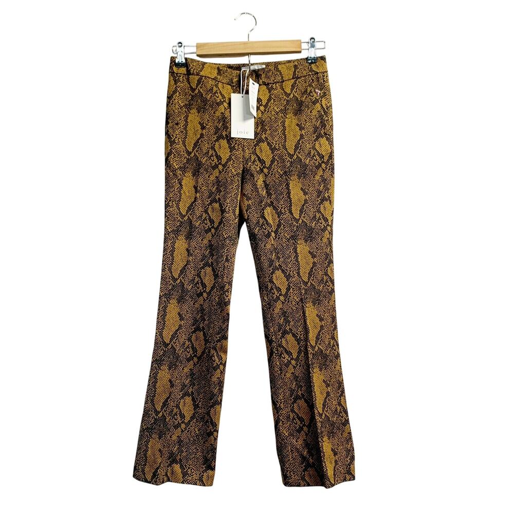 JOIE Marcena B mesa snake Jacquard Pants Sz 2 Slim Cropped Trouser black yellow